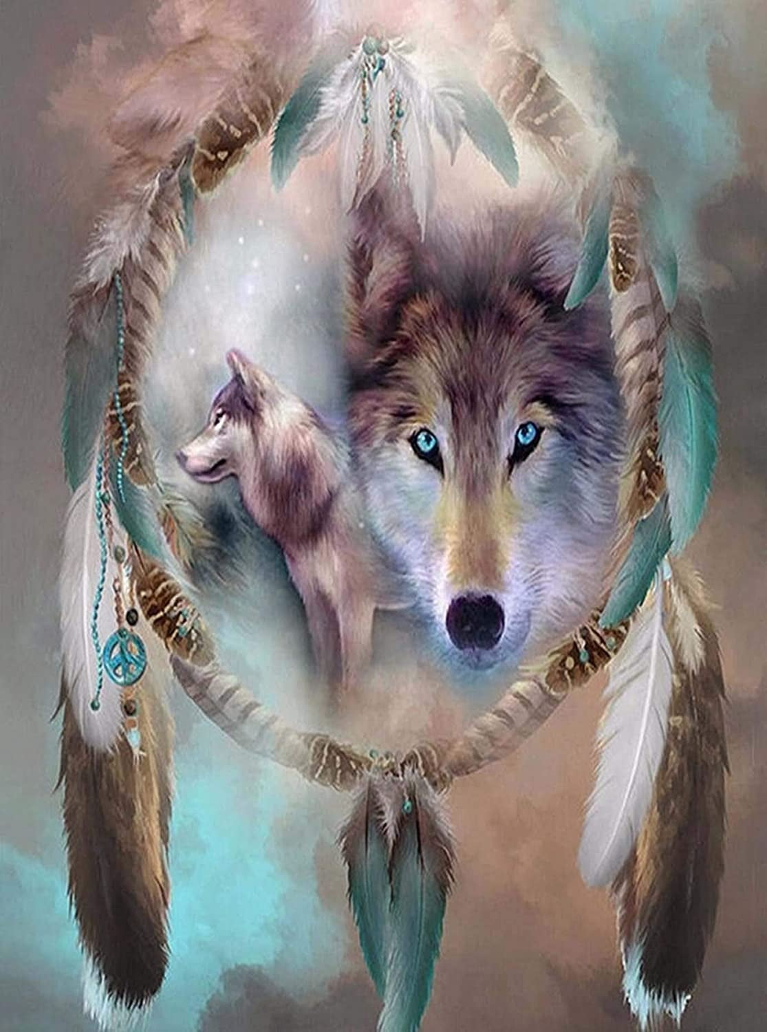 Yomiie 5D Diamond Painting Kits Wolf Dream Catcher for Adult Kids Round  Full Drill, DIY Diamond Art Cross Stitch (12x16 inch) 