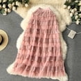 thumbnail image 2 of Alkepwun Maxi Skirts for Women A Line Ruffle Mesh High Waisted Tiered Layered Tulle Skirts Lightweight Breathable Flowy Fairy Maxi Skirts, 2 of 9