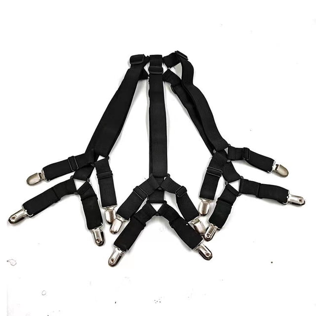Black Bed Sheet Straps, Adjustable Elastic Fasteners with Metal Clips, Fitted Bed Sheet Holders for Bed, Mattress Cover