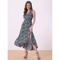 thumbnail image 3 of DARING DIVA Floral High Low Side Slit Midi Dress L Black, 3 of 6