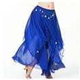 thumbnail image 4 of XChangeFun 35.4in Chiffon Women's Belly Dance Skirt with Coins, Blue, 4 of 8