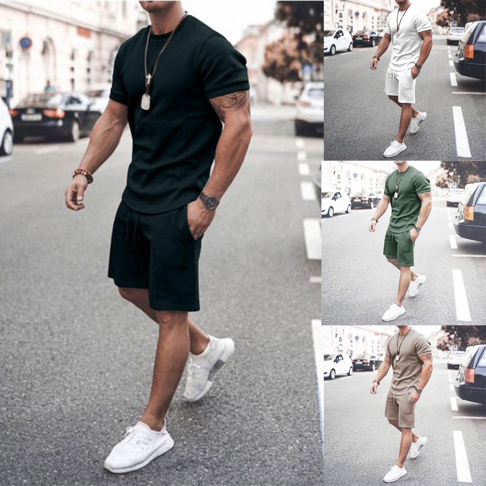 Men' Tracksuit Summer Short Sleeve Shirt shorts Suit two