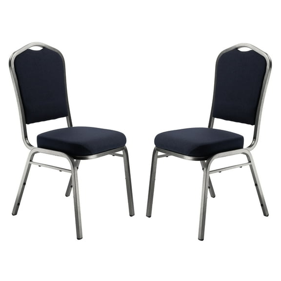 National Public Seating 9300 Series Deluxe Upholstered Banquet Chairs, Midnight Blue/Silvervein, Pack Of 2 Chairs