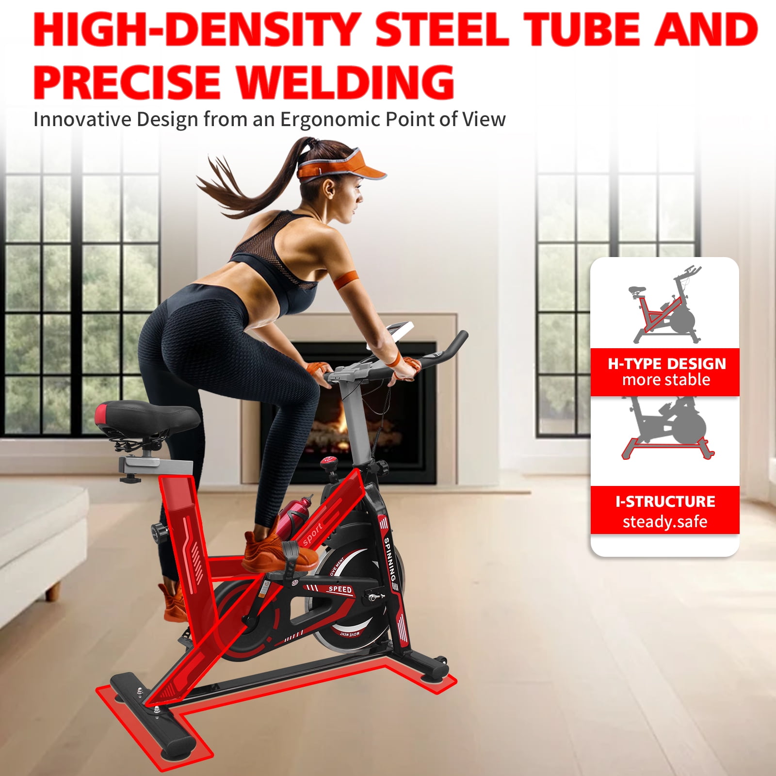 2024 New Cardio Stationary Exercise Bikes For Home With Comfortable Seat Cushion, LCD Display And Tablet Holder, 2-way Adjustable Non-slip Handlebars for Gym