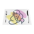 thumbnail image 1 of ZNDUO Placemats, 1 PCS Heat Resistant Stain Resistant Woven PVC Insulation Placemats, Durable Washable Elegant Table Mats for Dining-Simple Colorful Woman, 18"x12", 1 of 6