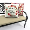 thumbnail image 6 of Jordan Manufacturing 16" x 16" Home Sweet Home Cream Novelty and Red Floral Reversible Square Outdoor Throw Pillow with Welt, 6 of 13