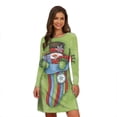 thumbnail image 3 of Vestido de ciervo de Navidad para mujer, minivestido de manga larga, corte en A, talla grande, informal, 3D, árbol de Navidad, copo de nieve, 3 of 5