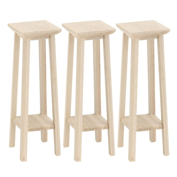 MLINS 3pcs Wooden Miniature Flower Stand Mini Flower Pot Holder Mini Plant Pot Display Shelf