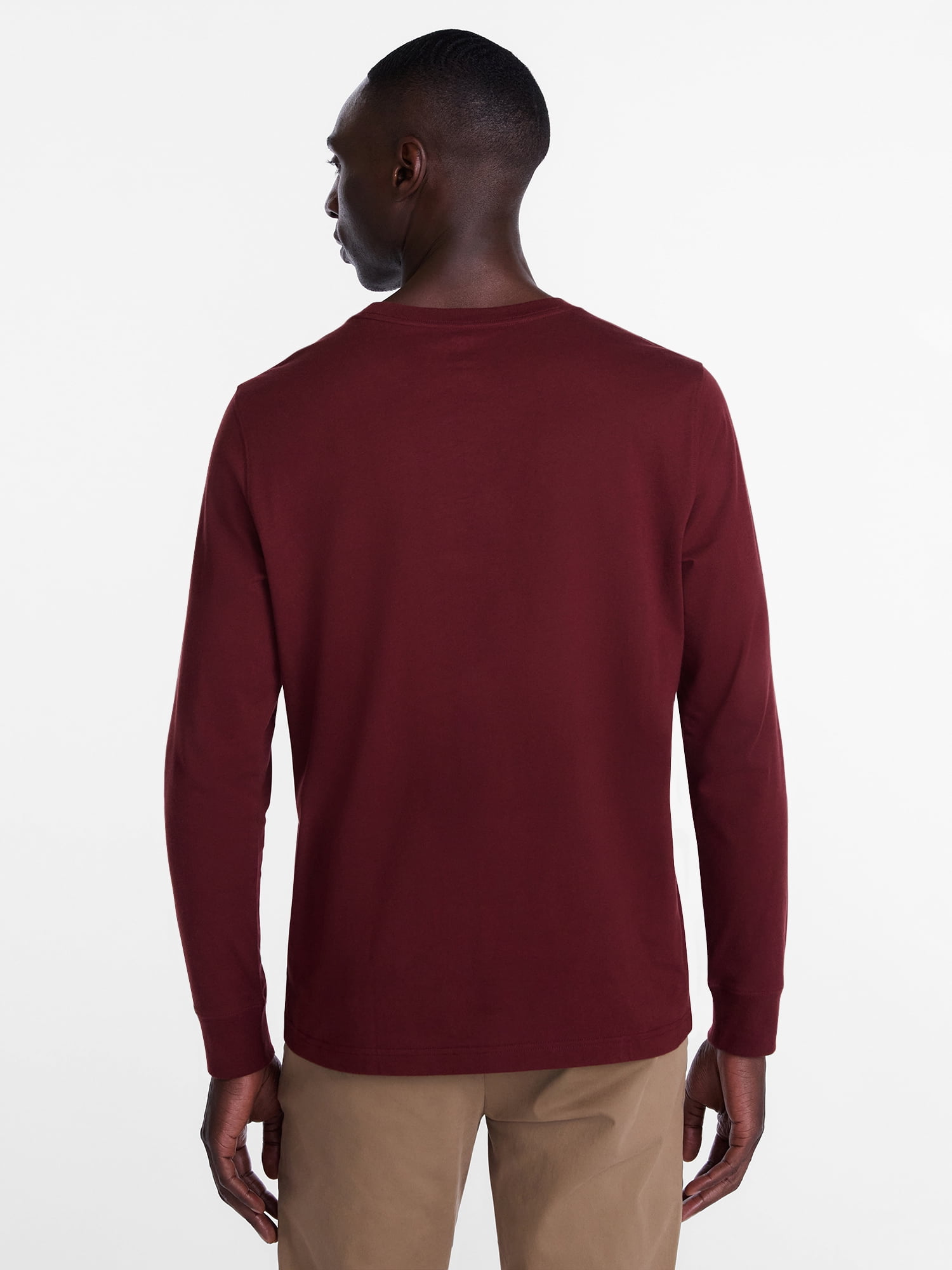 George Men's and Big Men's Cotton Crewneck Tee with Long Sleeves, Sizes XS-3XL, Big 2XB-6XB & Tall MT-4XLT