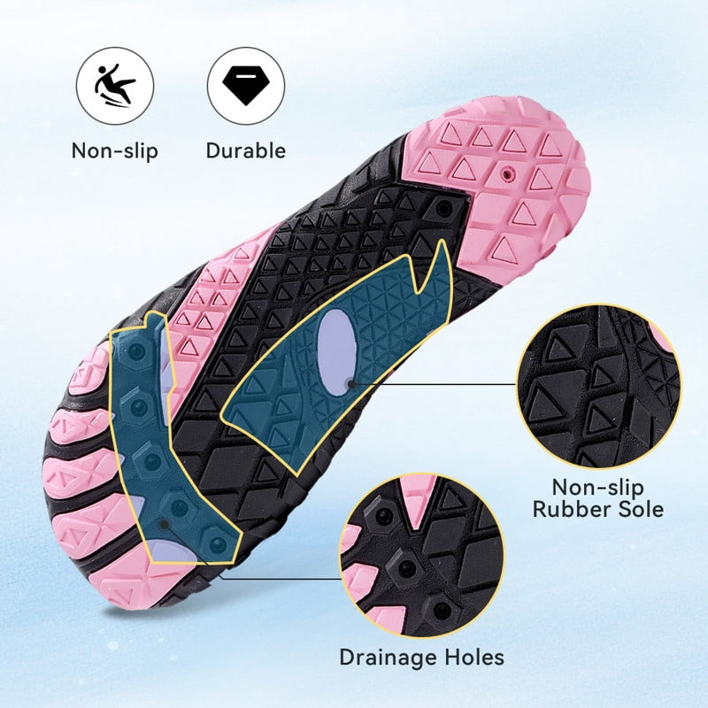 Stepedia Barefoot Water Shoes Women Wide Toe Box Barefoot Shoes for Exercise Hiking Boating Swimming, Black Pink