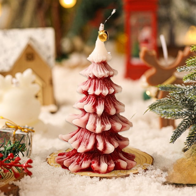 Xihbxyly Vela de Aromaterapia Navideña, Diseño En Forma de Árbol, Fragancia Relajante, Ideal para Decorar Las Fiestas, Regalo de Navidad, 11,5 X 7 Cm, Adorno de Cera Roja.