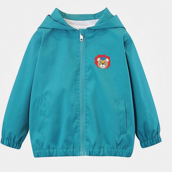 Afuyipoi Kids Hooded Print Jacket Lightweight 1-11 Years Waterproof Windbreaker Fall Outdoor Top for Boys Girls Green Size 3T