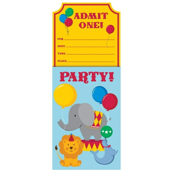 Access Circus Time! Vertical Pop-Up Invitation Card, 8 Ct