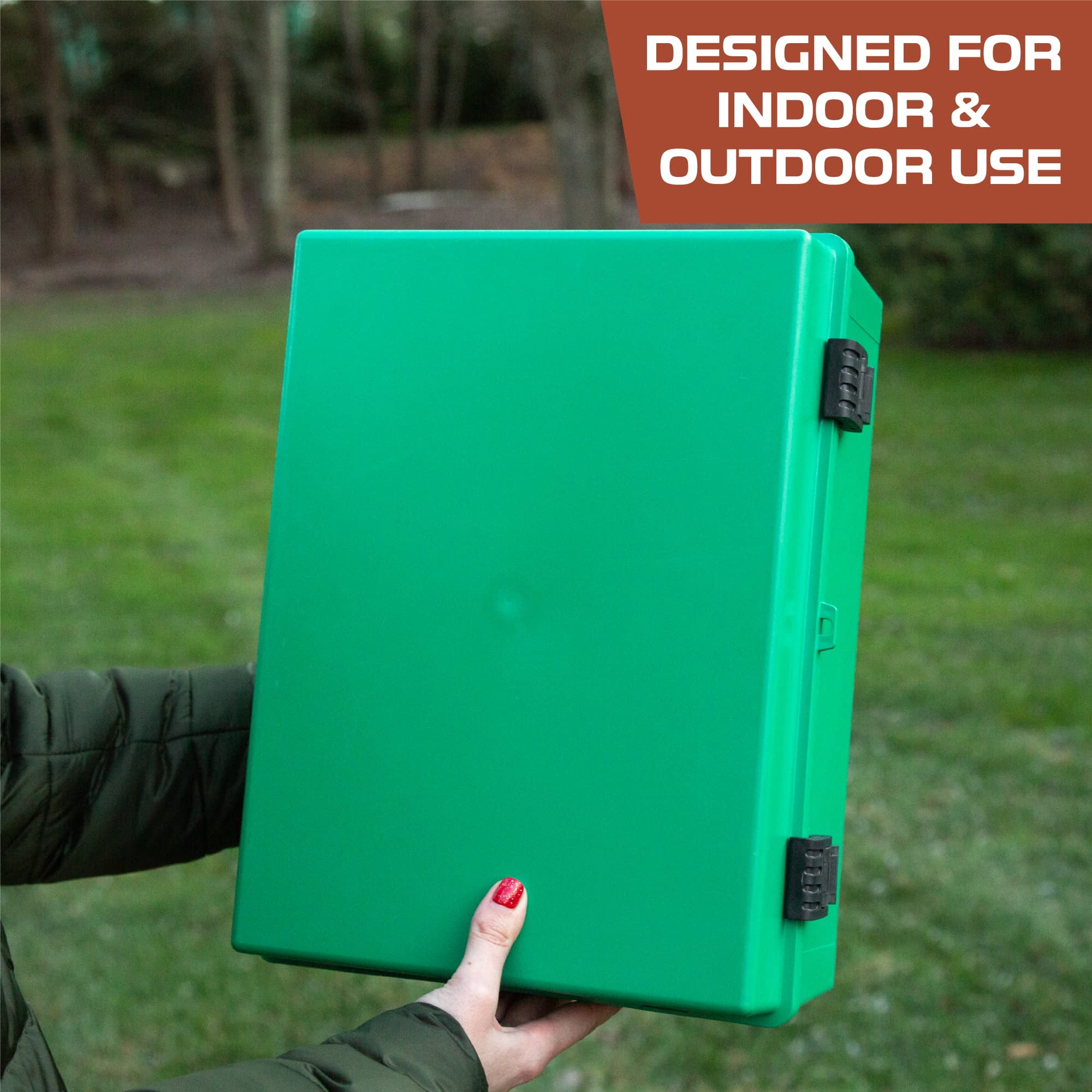 Iron Forge Cable Waterproof Junction Box Extra Large - Outdoor Electrical Enclosure - ABS Plastic Project Boxes Weatherproof Hinged Green Panel Cover - IP65 Size 16" x 12" x 7.2" Inch