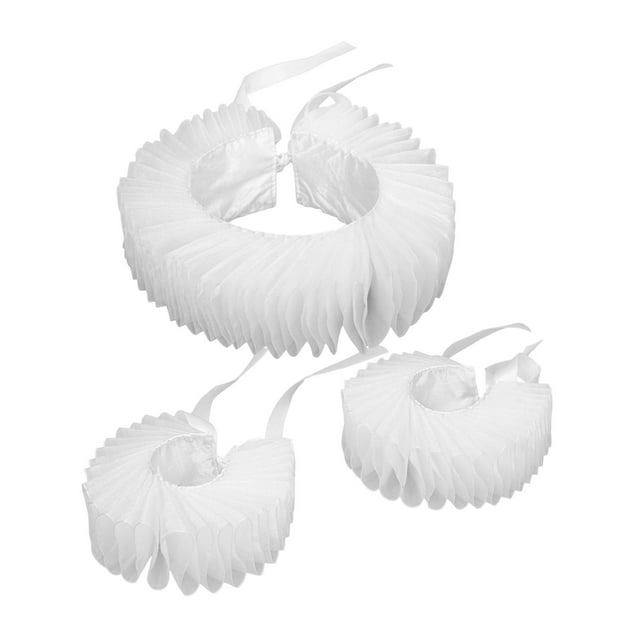 KLKCMS Ruffle Neck Victorian Dramatic Renaissance Adjustable Vintage Design Wrist Cuffs White