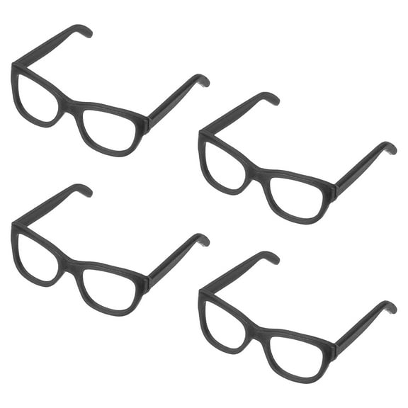Uxcell 4 Pcs Mini Doll Eyeglasses, 1.1" Plastic Miniature Glasses Doll Costume Eyeglasses Oval Glasses Frames for Crafts Ball Joint Dolls Making Supplies Accessories, Black