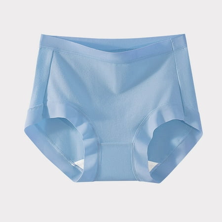 Ladies Comfortable Solid Color Large Size Abdominal Panties Hight Waiste Underpants  Soft Material  Seamless Design  Everyday Wear  Breathable  Seamless Underwear  Womens Plus Size Top | Blue XL