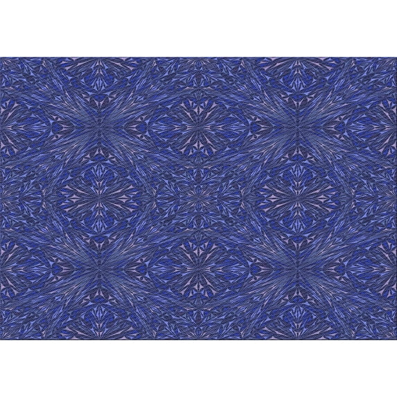 Ahgly Company Indoor Rectangle Patterned Denim Dark Blue Area Rugs, 5' x 7'