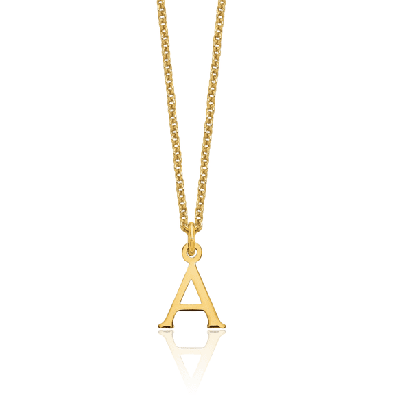 10K Solid Yellow Gold Dainty Letter A Initial Name Monogram Chain Necklace