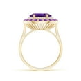thumbnail image 2 of ANGARA Natural Sideways Oval 2.28 ct Amethyst Double Halo Cocktail Ring in 14K Yellow Gold for Women (Size-10x8mm) | February Birthstone, Anniversary, Jewelry Gift for Women | Natural Amethyst Ring, 2 of 9