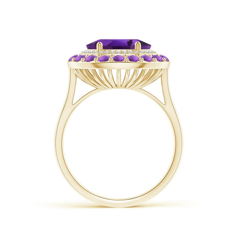 ANGARA Natural Sideways Oval ct Amethyst Double Halo Cocktail