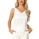 thumbnail image 5 of Camisas de satén INSPIRE CHIC para mujeres, sin mangas, con escote en V, pijamas casuales de seda, top de tanque M blanco, 5 of 6