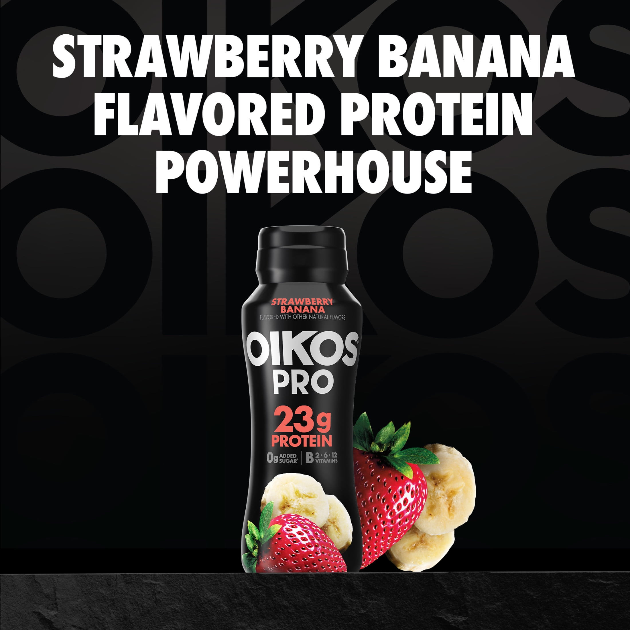 Oikos Pro 23g Protein, Strawberry Banana Cultured Dairy Drink Bottle, 7 fl oz