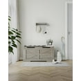thumbnail image 3 of 39.4" Storage Chest, Extra Large Storage Trunk with 2 Hinges, Wooden Box Bench, Lift-Top Organizer Chest, Shoe Bench for Entryway, Bedroom, Living Room, Greige, 3 of 8