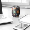 thumbnail image 3 of 12oz Stemless Wine Tumblers Colorful Halloween Icons Pattern Vacuum Insulated Stainless Steel Travel Tumbler Cups Mug with Lid and Straw for Champaign,Cocktail,Beer with Cleaning Brush, 3 of 5