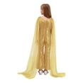 thumbnail image 2 of TiaoBug Kids Girls Sequins Jumpsuit Wide Leg Pants V Neck Cape Princess Party Ball Gown Champagne 10, 2 of 5