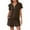 Brown, variant on Hrsba Solid Color 2 Piece Set for Women Half Zip Collared Short Sleeve Top and High Waisted Shorts Fashion Active Summer Outfits