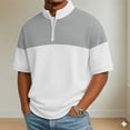 thumbnail image 6 of USNSM Mens Quarter Zip Pullover Color Block Mock Neck Short Sleeve Sweatshirt Moisture Wicking Lightweight Golf Shirts Gray S, 6 of 9