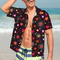 thumbnail image 7 of Sikiie Geometric Hearts Print Men's Hawaiian Shirt, Summer Beach Button Pocket Short Sleeve T-Shirt,X-Large, 7 of 7