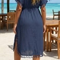 thumbnail image 6 of Women Swimsuit Cover up Sheer Deep V Neck Beach Tunic Dresses Summer Beachwear Vacation Swimwear Coverups, 6 of 8