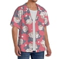 thumbnail image 2 of KLL Rose Flowers Print Men's Shirt Short Sleeve Button Down Summer Cuba Beach Shirts- Large, 2 of 5
