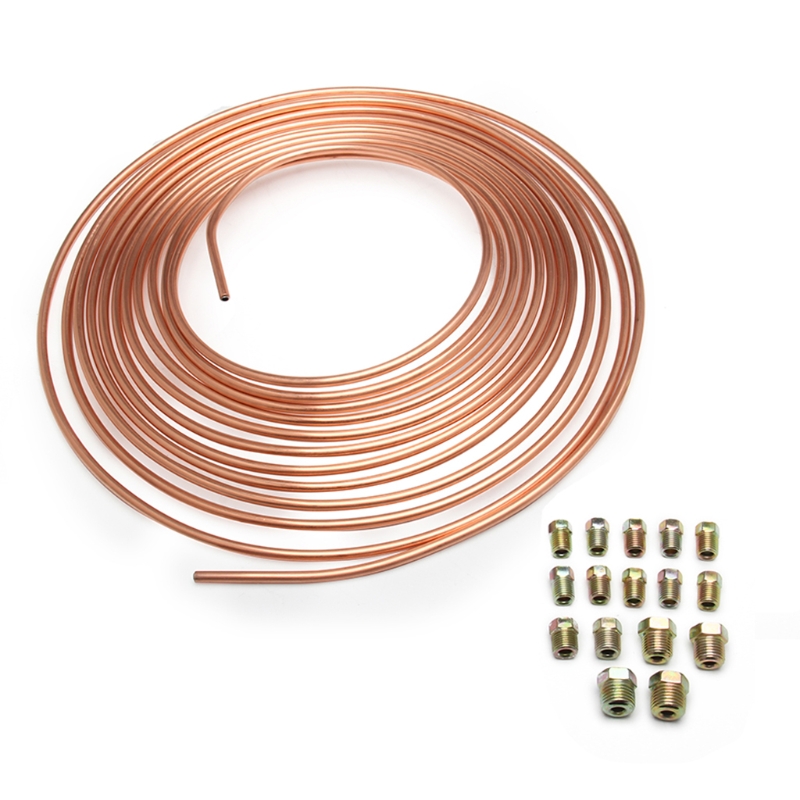SPHET 25 Ft 3/16" OD CopperNickel Brake Line Tubing Coil and Fitting