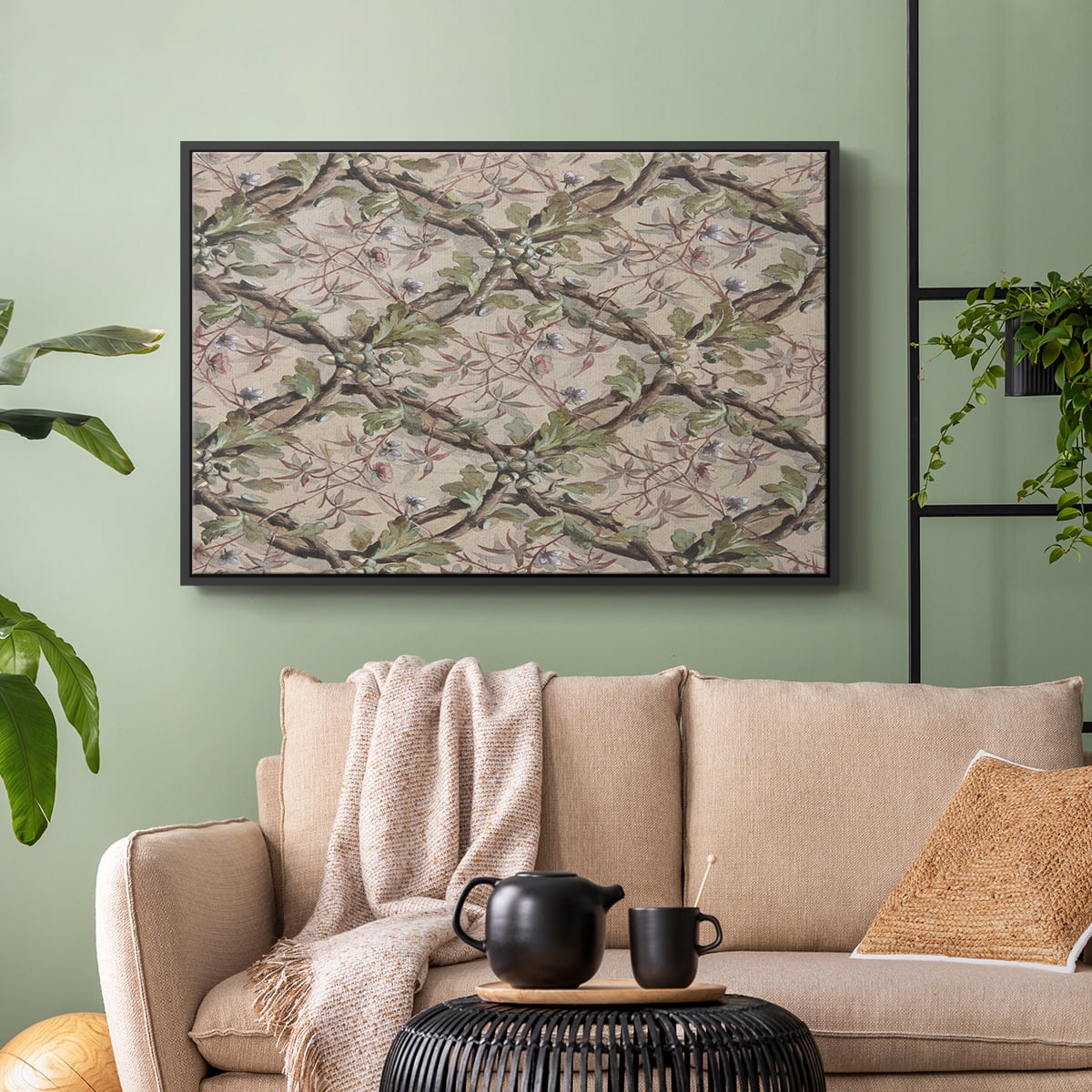 Vintage Abstract Print-IV Framed in Black Wood Gallery Wrapped Canvas 27 in. x 41 in.