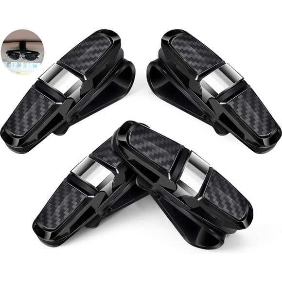 2 Supports de Lunettes pour Pare-Soleil de Voiture, Support de Lunettes de Soleil avec Clip pour Carte de Ticket, Clip Double Extrémité Rotation à 180 Degrés Support de Lunettes de Voiture (Argent)