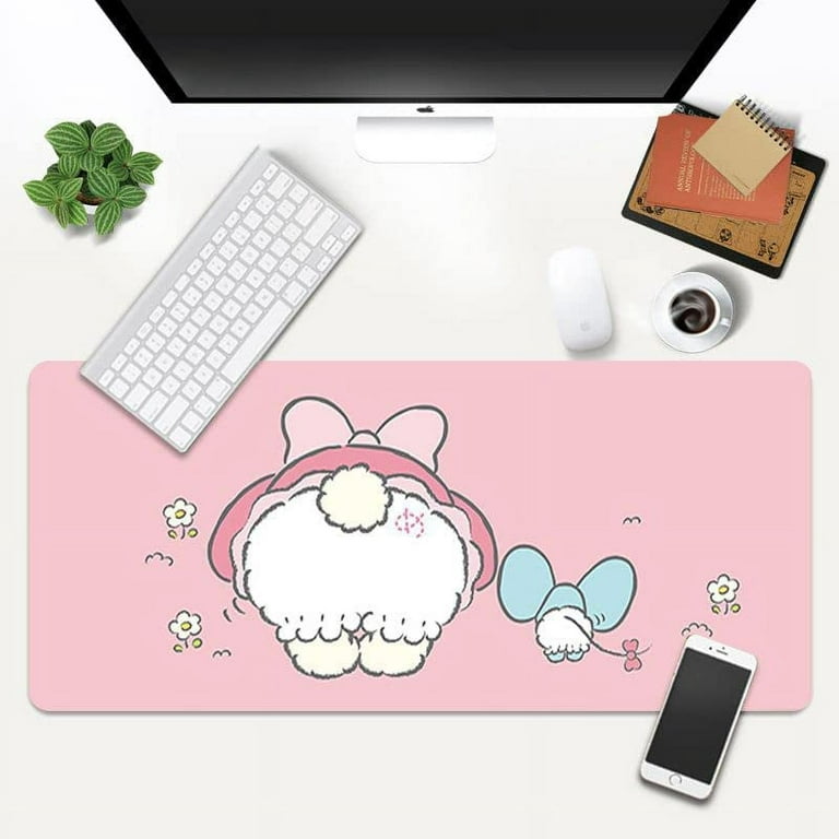 DanceeMangoo Kawaii Anime Desk Mat Cute Cat Ear Mouse Pad Large Computer  KeyboardGamer Cartoon Harajuku Gaming Notebook Accessories (3 Cats,80x40  cm) 