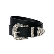 No Boundaries Women's Decorative Buckle Belt, Black