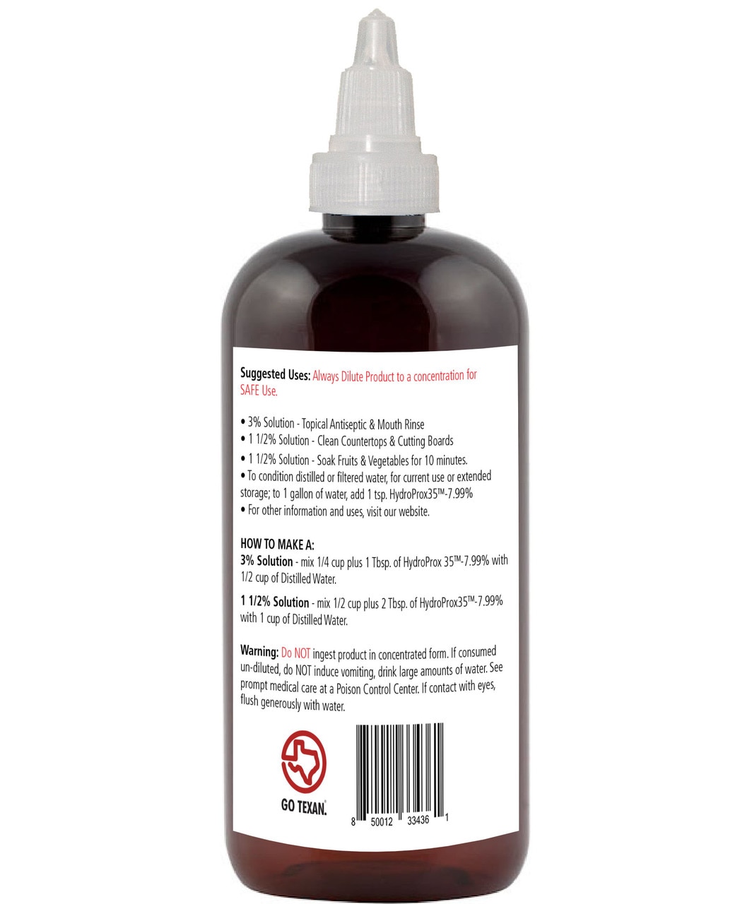 Hydroprox 35 Pure 35 Food Grade Hydrogen Peroxide Diluted To 7 99 For Un Restricted Shipping 8 Oz Walmart Com