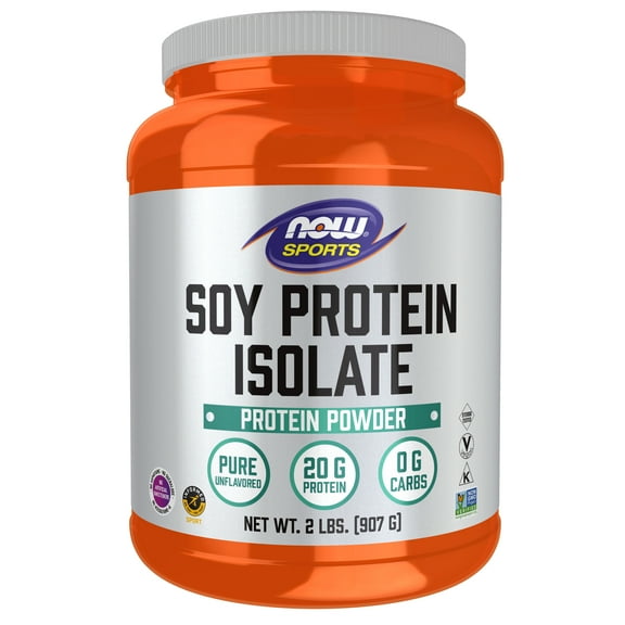 NOW Sports Nutrition, Soy Protein Isolate 20 g, 0 Carbs, Unflavored Powder, 2-Pound