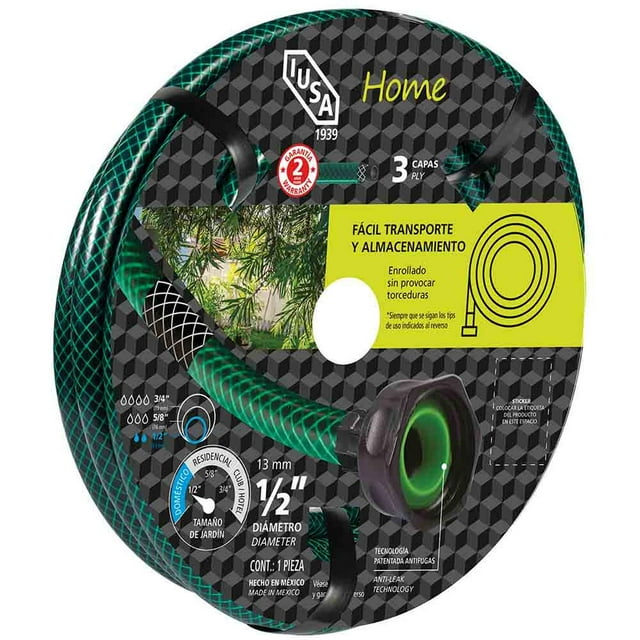 Manguera 20 m Iusa Home Tricapa 1/2” con Conexiones Plásticas Planas