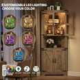 thumbnail image 3 of Senfot 67" Tall Corner Storage Cabinet with Lights, Farmhouse Corner Hutch Display Cabinet with Glass Doors, Wooden Storage Organizer for Living Room, Kitchen, Bathroom, Washed Grey, 3 of 7