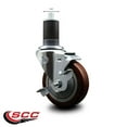thumbnail image 2 of 4 Inch Maroon Poly Swivel 1-5/8 Inch Expanding Stem Caster with Brake SCC, 2 of 2