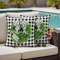 thumbnail image 4 of Welcome Bow Knot Wreath Outdoor Waterproof Pillow Covers, Summer Flowers Black Gray Plaid Decorative Square Throw Pillowcase Sofa Cushion Sham for Patio/Couch/Chair, 16"x16" 2 Pack, 4 of 8