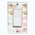 thumbnail image 1 of Metal Light Switch Plate Outlet Cover Romantic Valentine Floral Cupid Striped Blue AGL002, 1 of 13