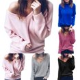 thumbnail image 3 of Koszal Winter Chic Lady Solid Color V Neck Long Sleeve Causal Pullover Knitted Blouse, 3 of 7