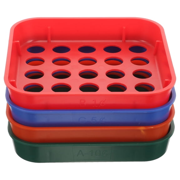 ibasenice 4Pcs Reusable Plastic Coin Sorter with Color Coded Organizer for Efficient Coin Storage