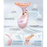 BeautifyEase Face Neck Massager,7-in-1 LED Lights Facial Tool for Home Skincare Device,Rose Gold